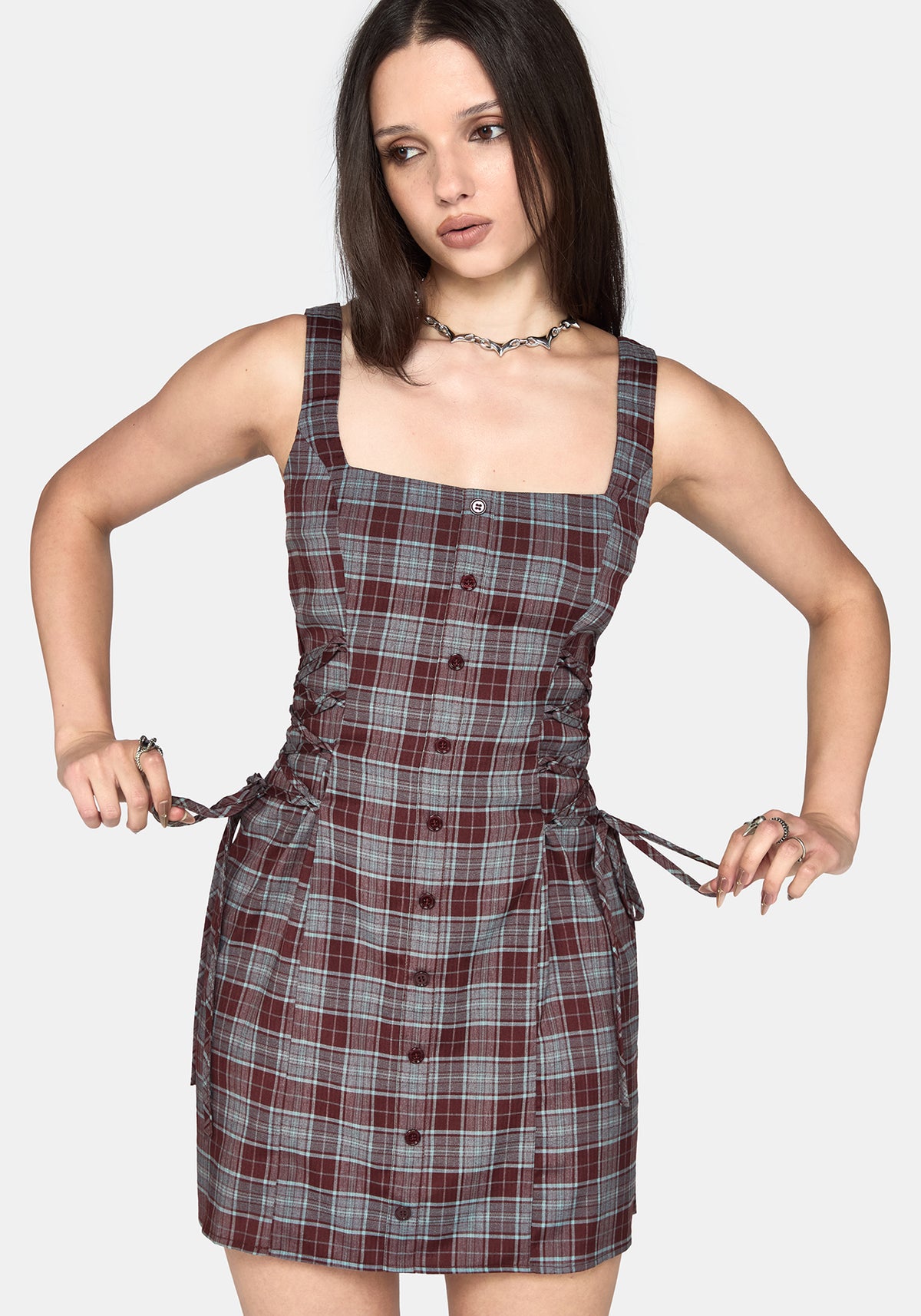 Aimil Karo Schnürung Seite Minikleid