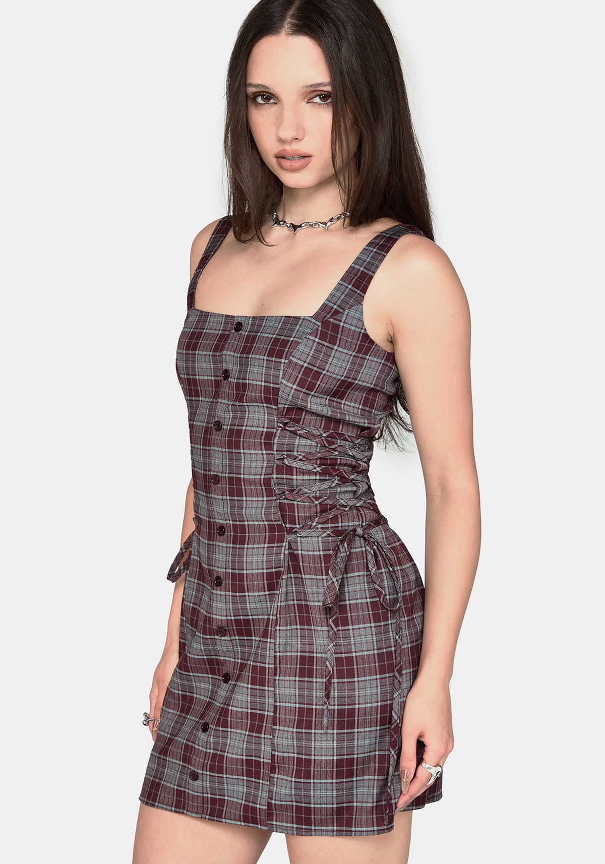 Aimil Karo Schnürung Seite Minikleid