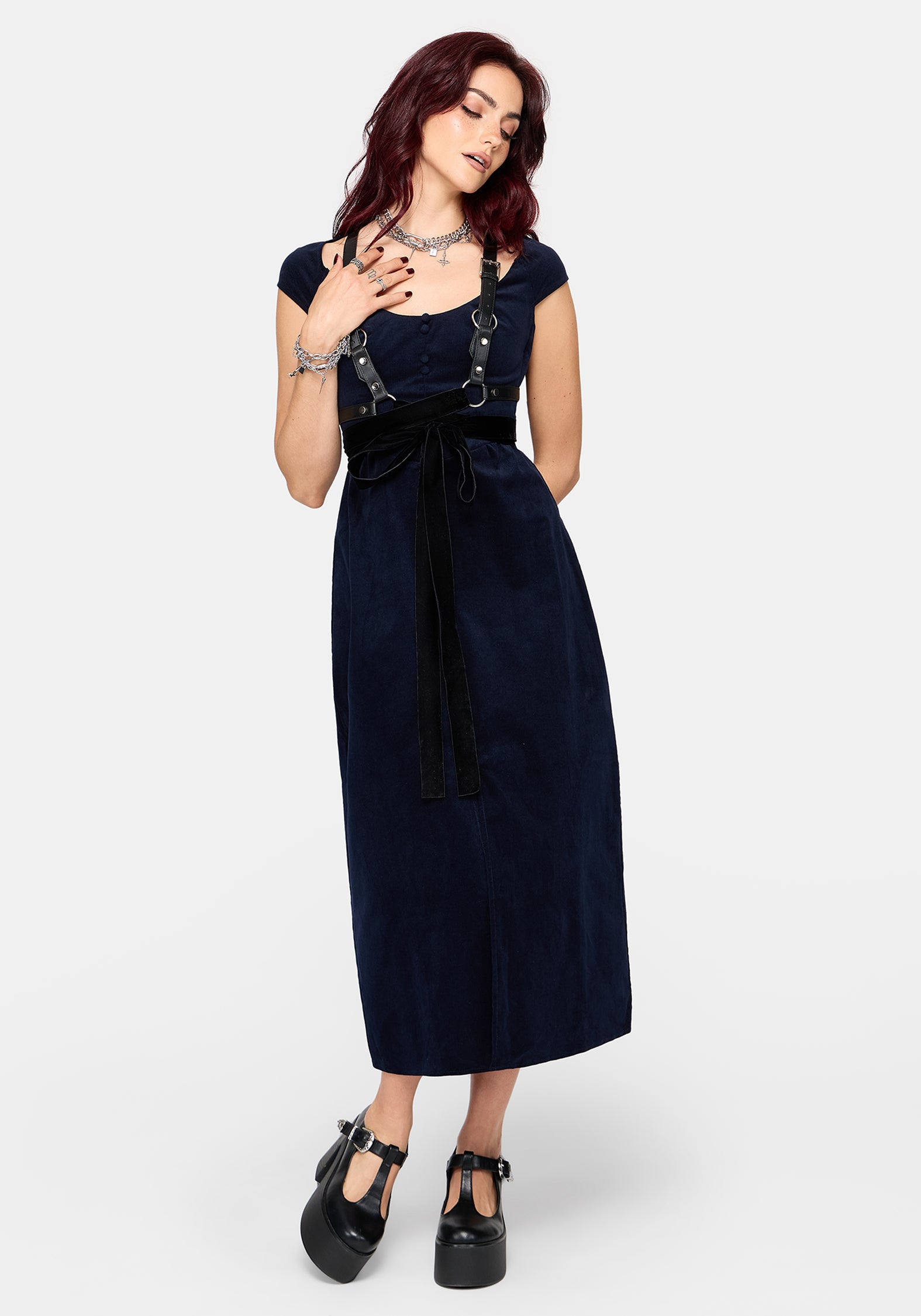 Leona Off-Schulter Cord Midikleid