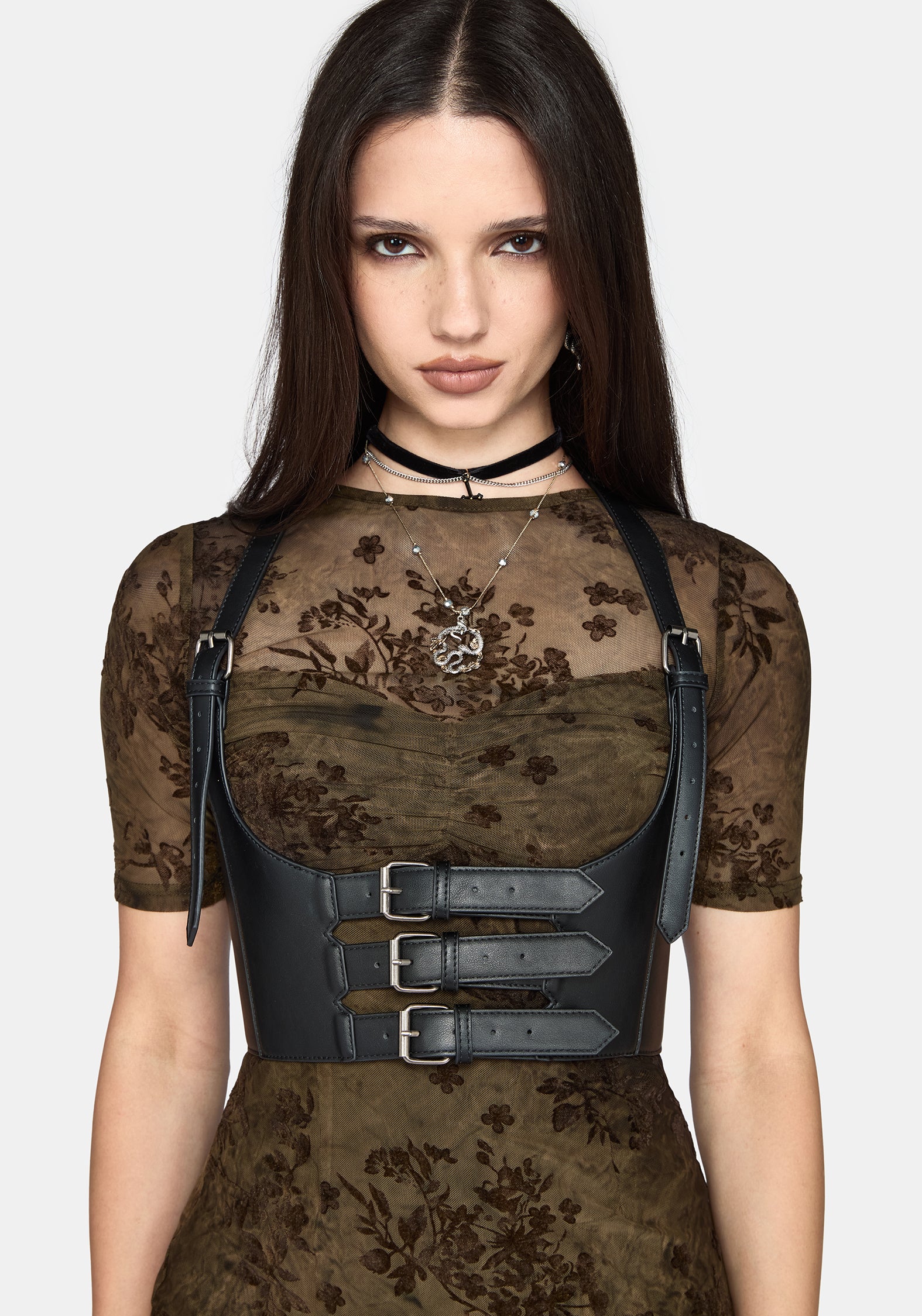 Zuri Flocked Ruched Bust Midi Dress