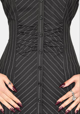 Dorothea Gathered Front Stripe Mini Dress