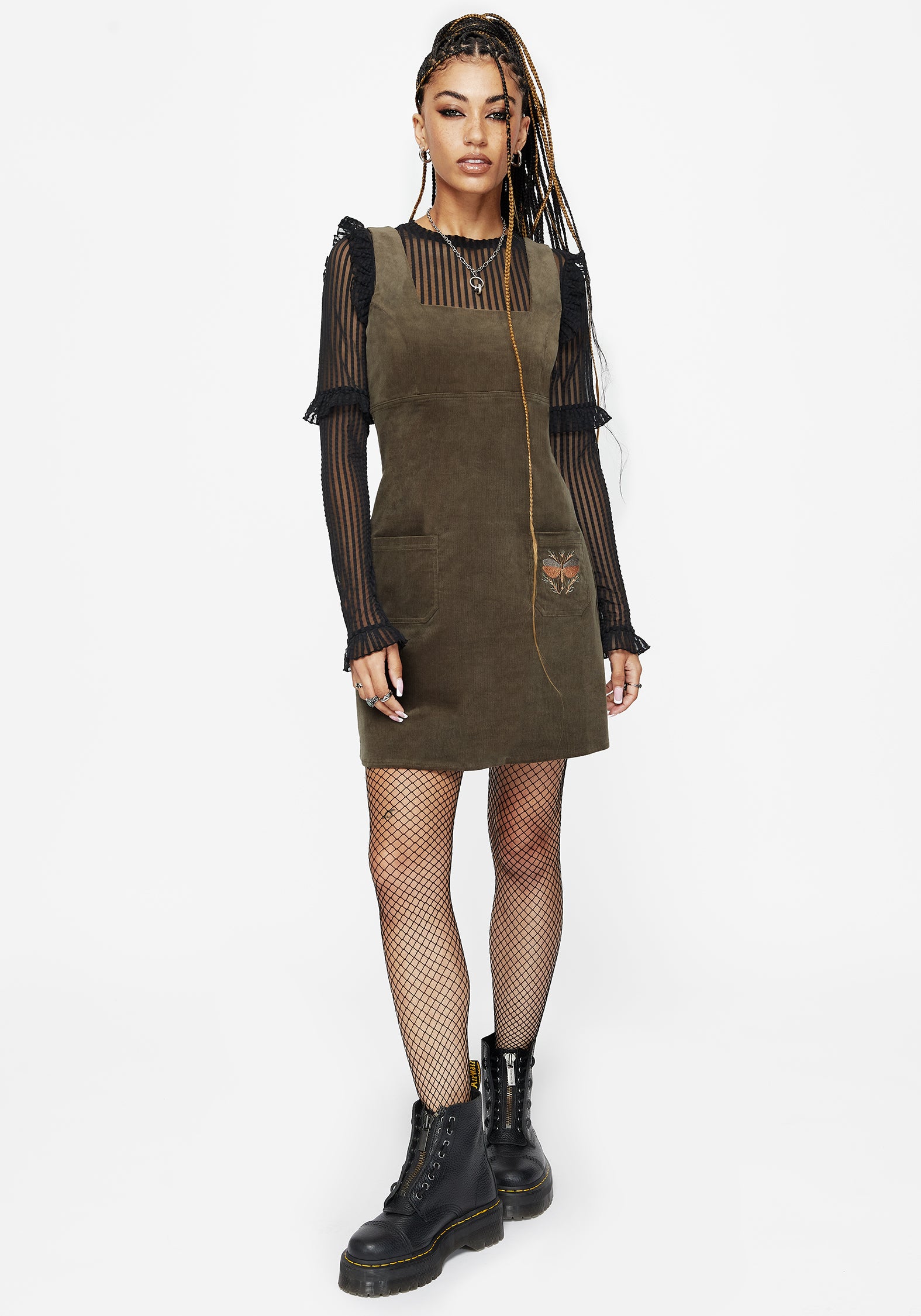 Griffinfly Bestickt Kordel Mini Kleid