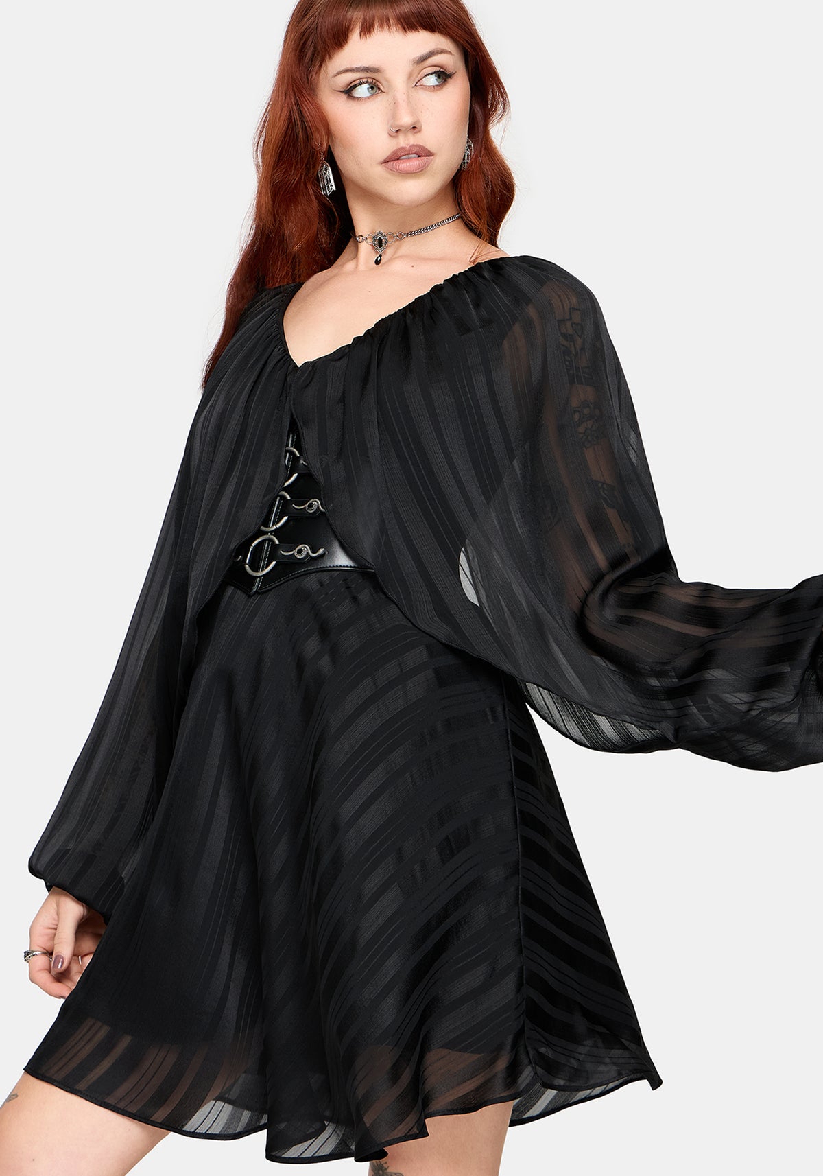 Briella Chiffon Striped Midi Dress