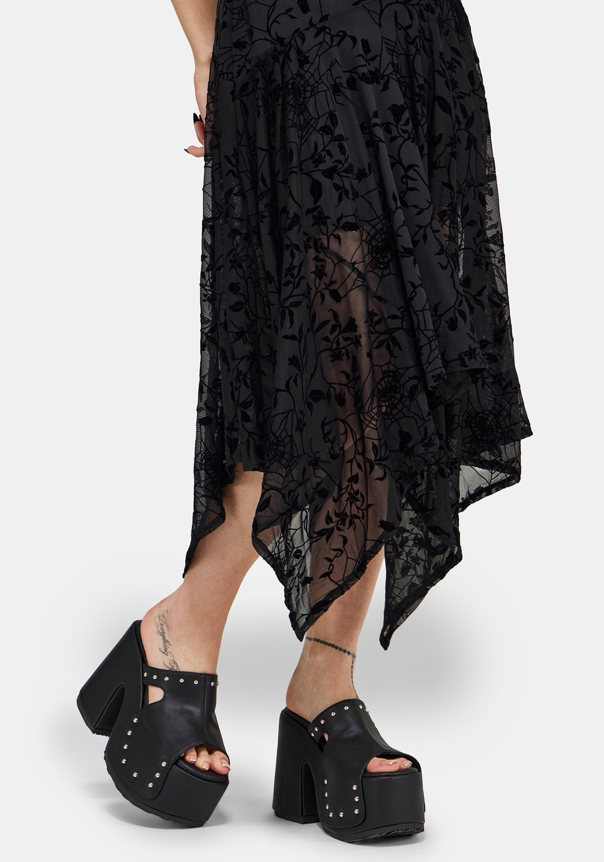 Deadly Nightshade Mesh Midi Kleid