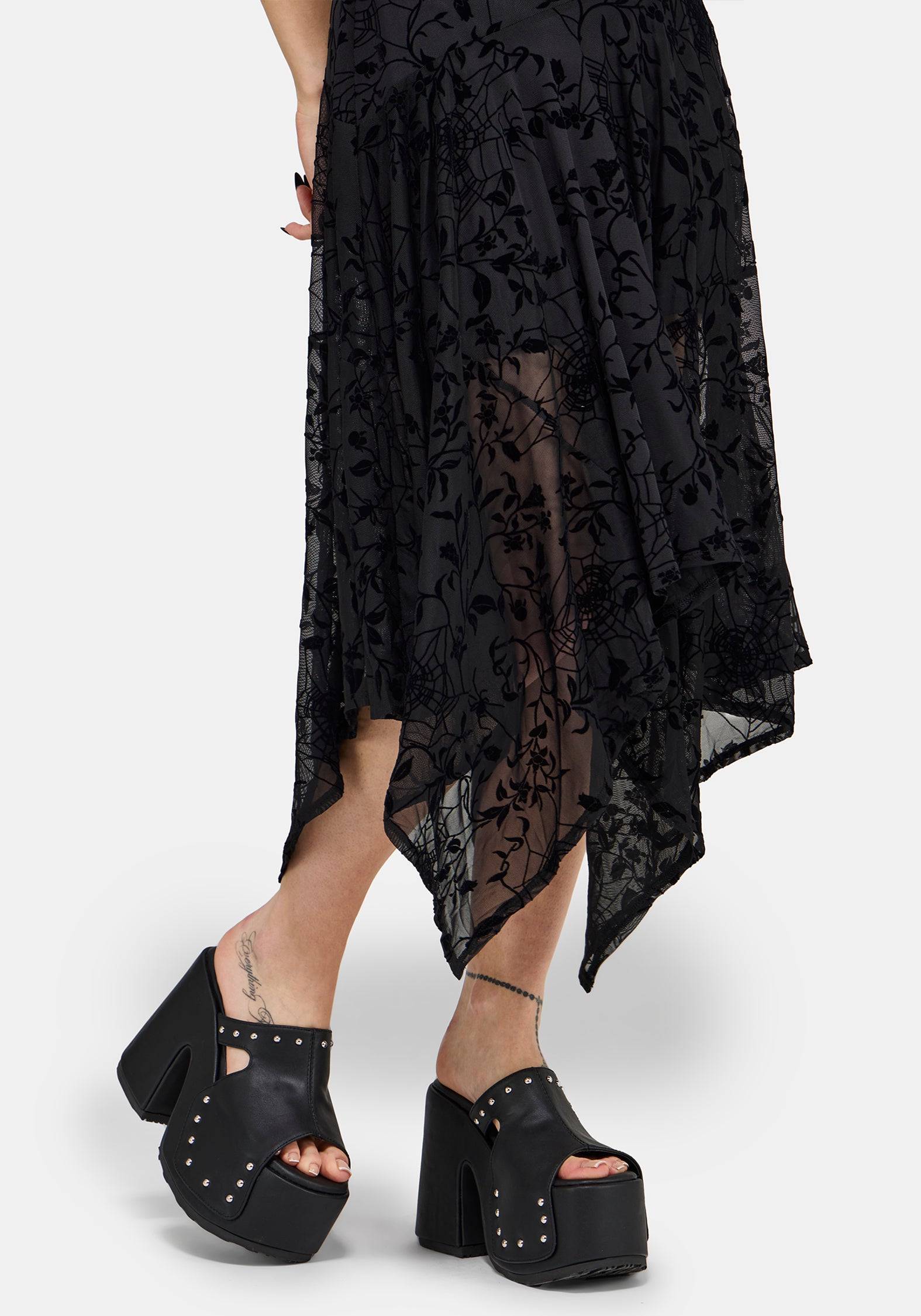 Deadly Nightshade Mesh Midi Kleid