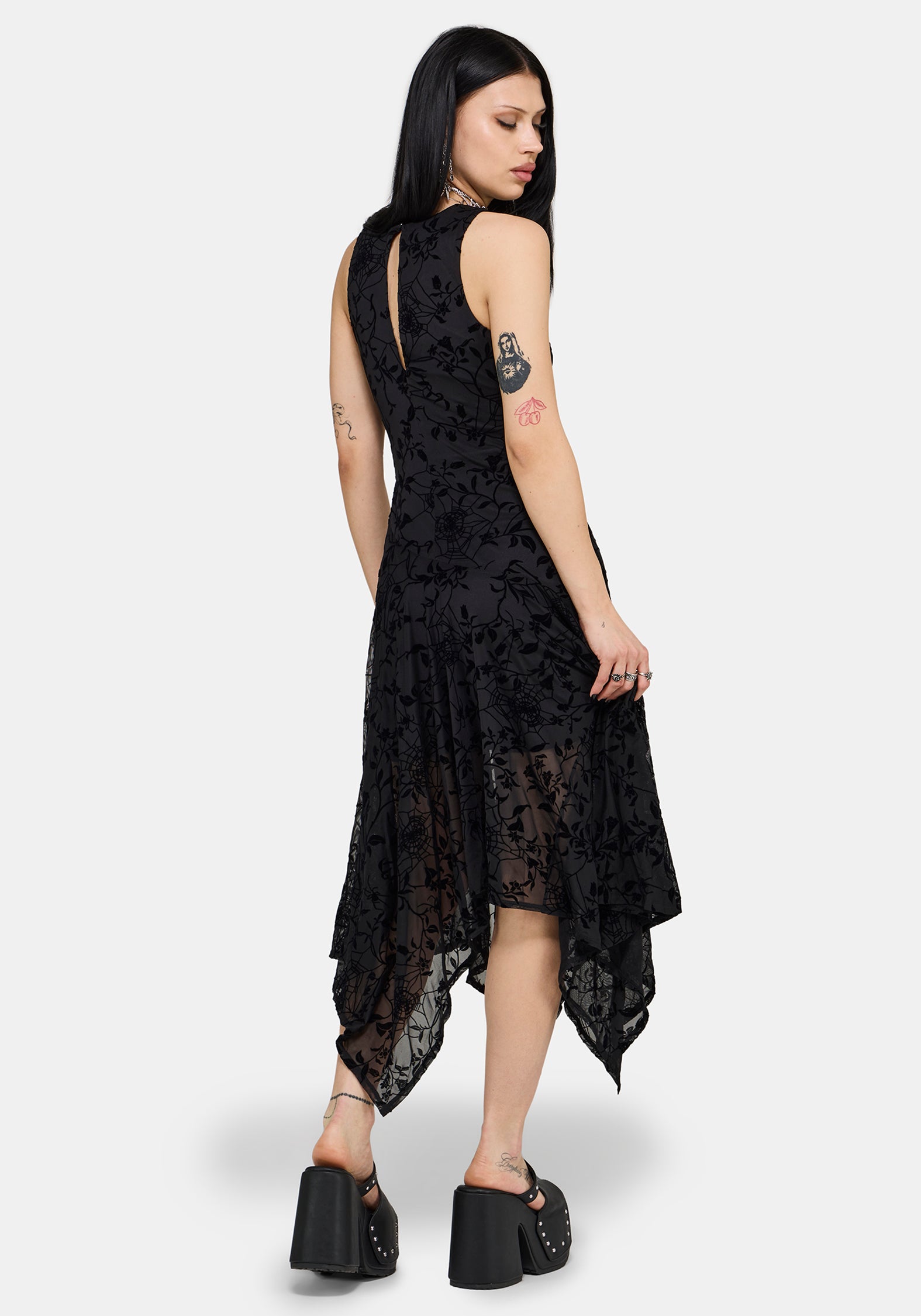 Deadly Nightshade Mesh Midi Kleid