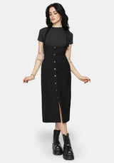 New Alter Neckholder Hals Schürzenkleid Midi Kleid - Schwarz