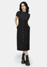 New Alter Neckholder Hals Schürzenkleid Midi Kleid - Schwarz