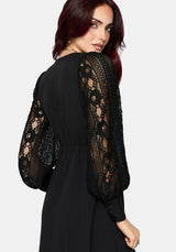 Covenant Lace Sleeve Button Up Midi Dress