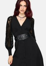 Covenant Lace Sleeve Button Up Midi Dress