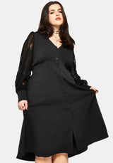 Covenant Lace Sleeve Button Up Midi Dress