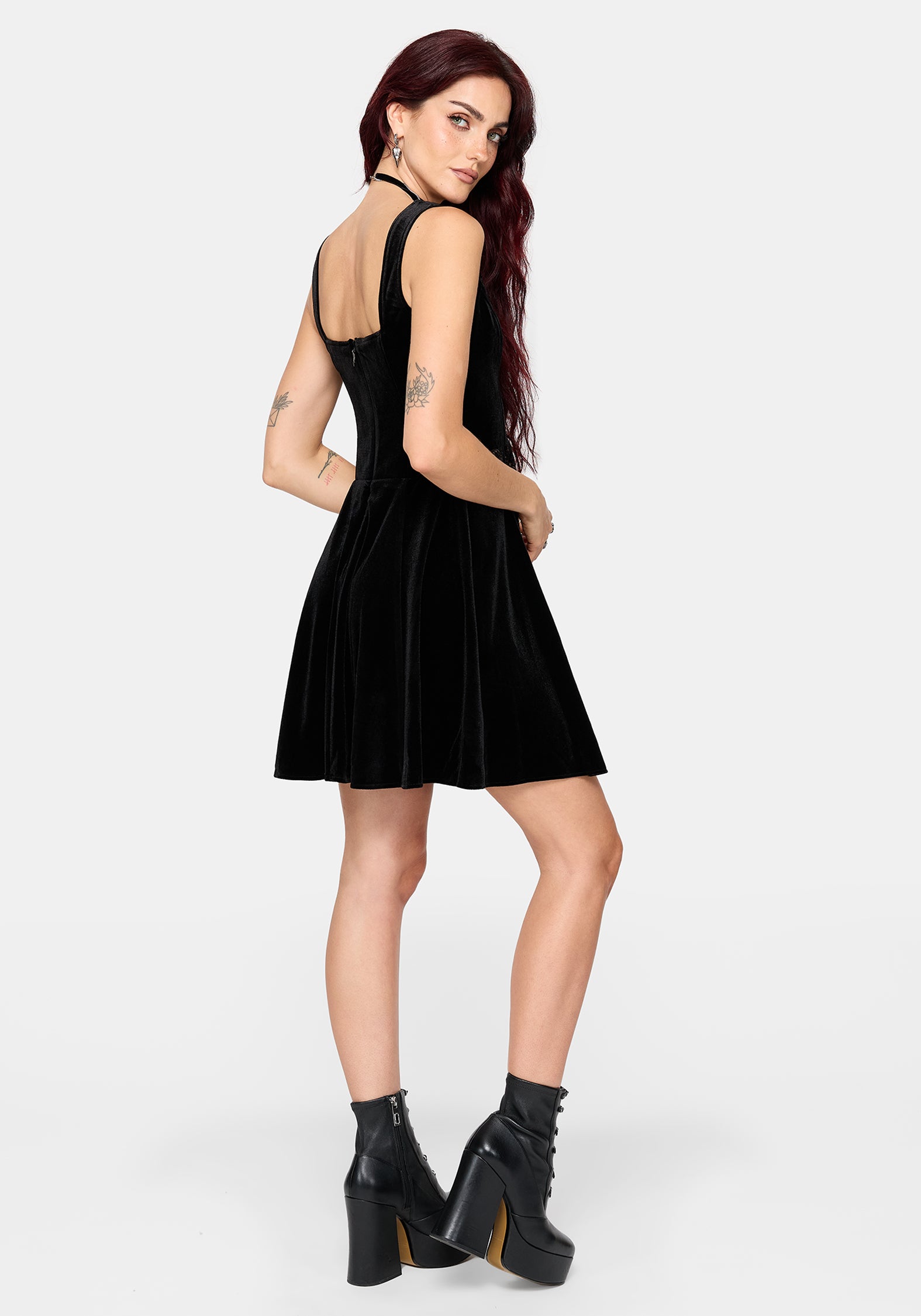 Gildra Bestickt Schnürung Vorderseite Minikleid