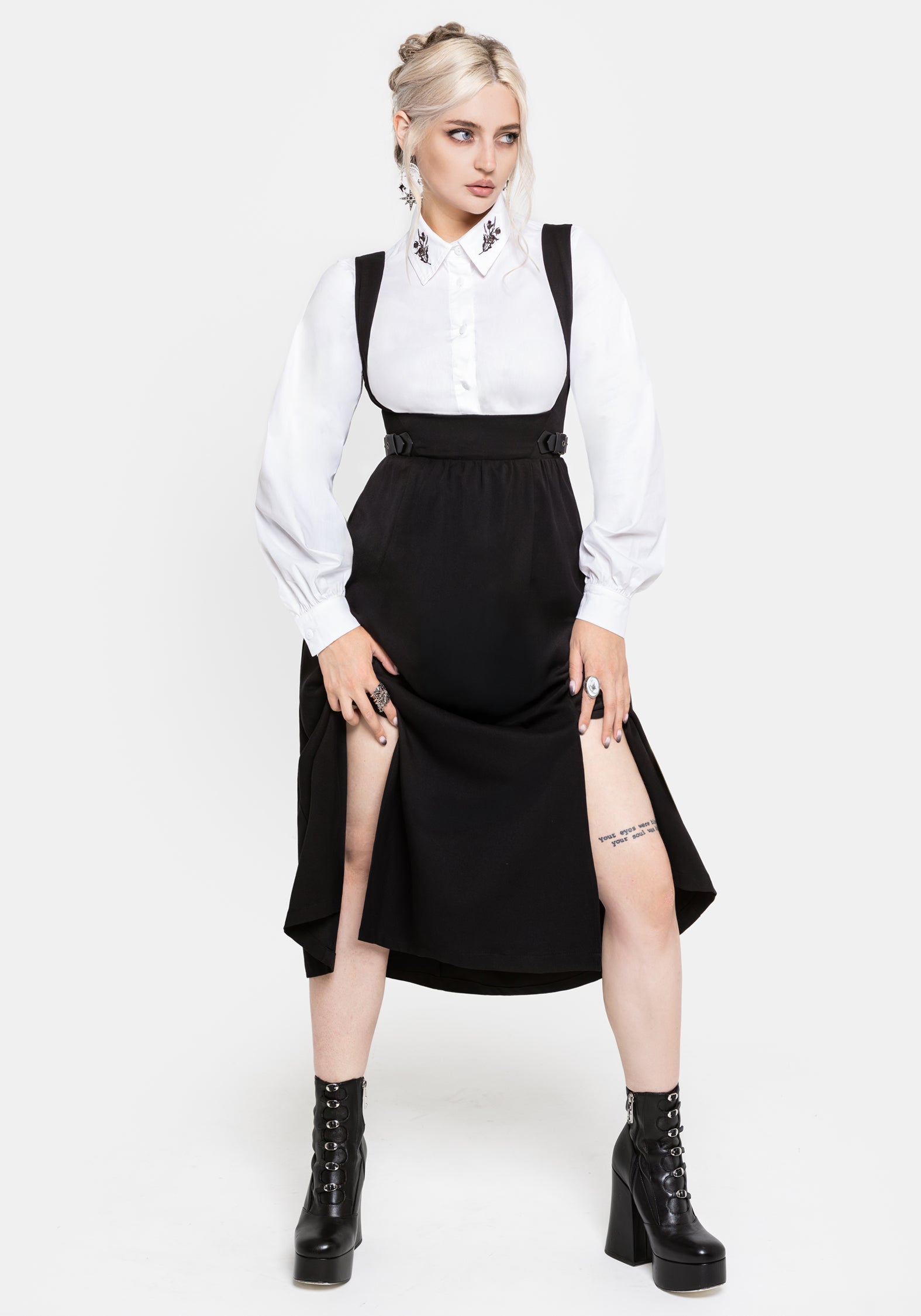 Nightingale Pinafore Midikleid - Schwarz