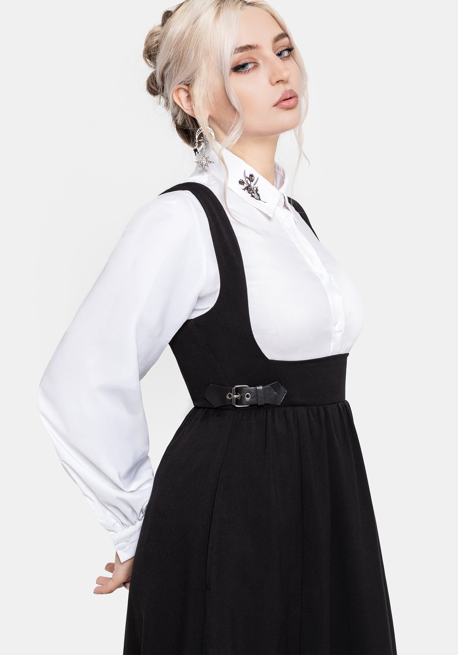 Nightingale Pinafore Midikleid - Schwarz