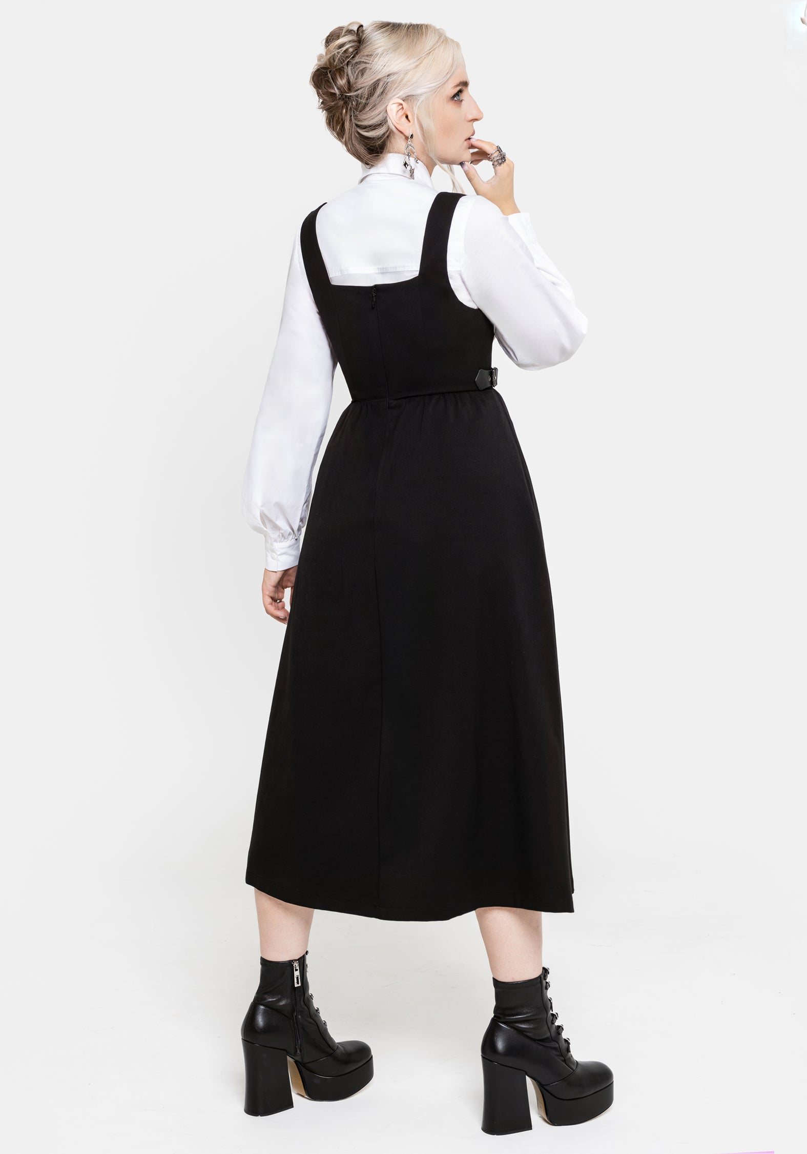 Nightingale Pinafore Midikleid - Schwarz