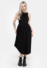 Rootweave Embroidered Shirred Side Midi Dress