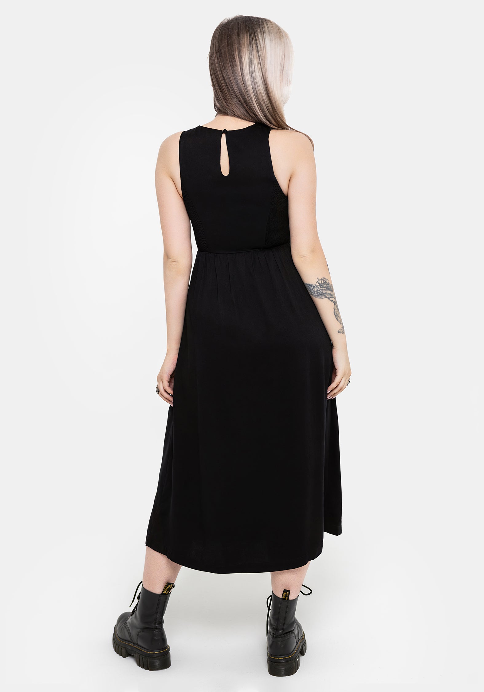 Rootweave Embroidered Shirred Side Midi Dress