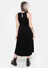 Rootweave Embroidered Shirred Side Midi Dress