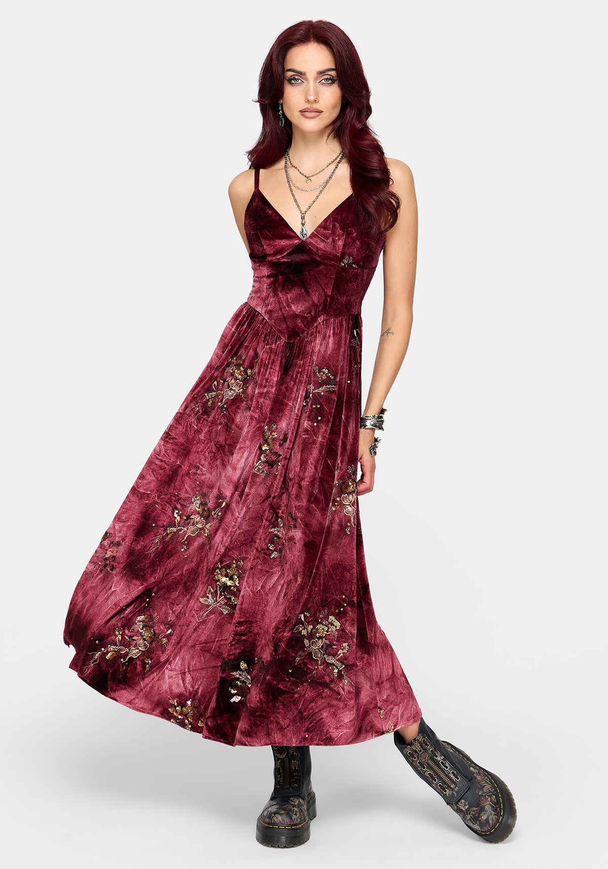 Zariah Sequin Velours Camisole Midaxi Kleid