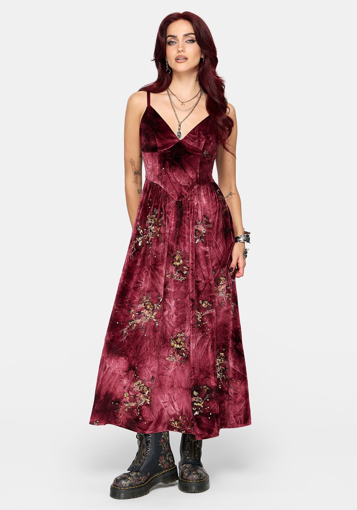 Zariah Sequin Velours Camisole Midaxi Kleid