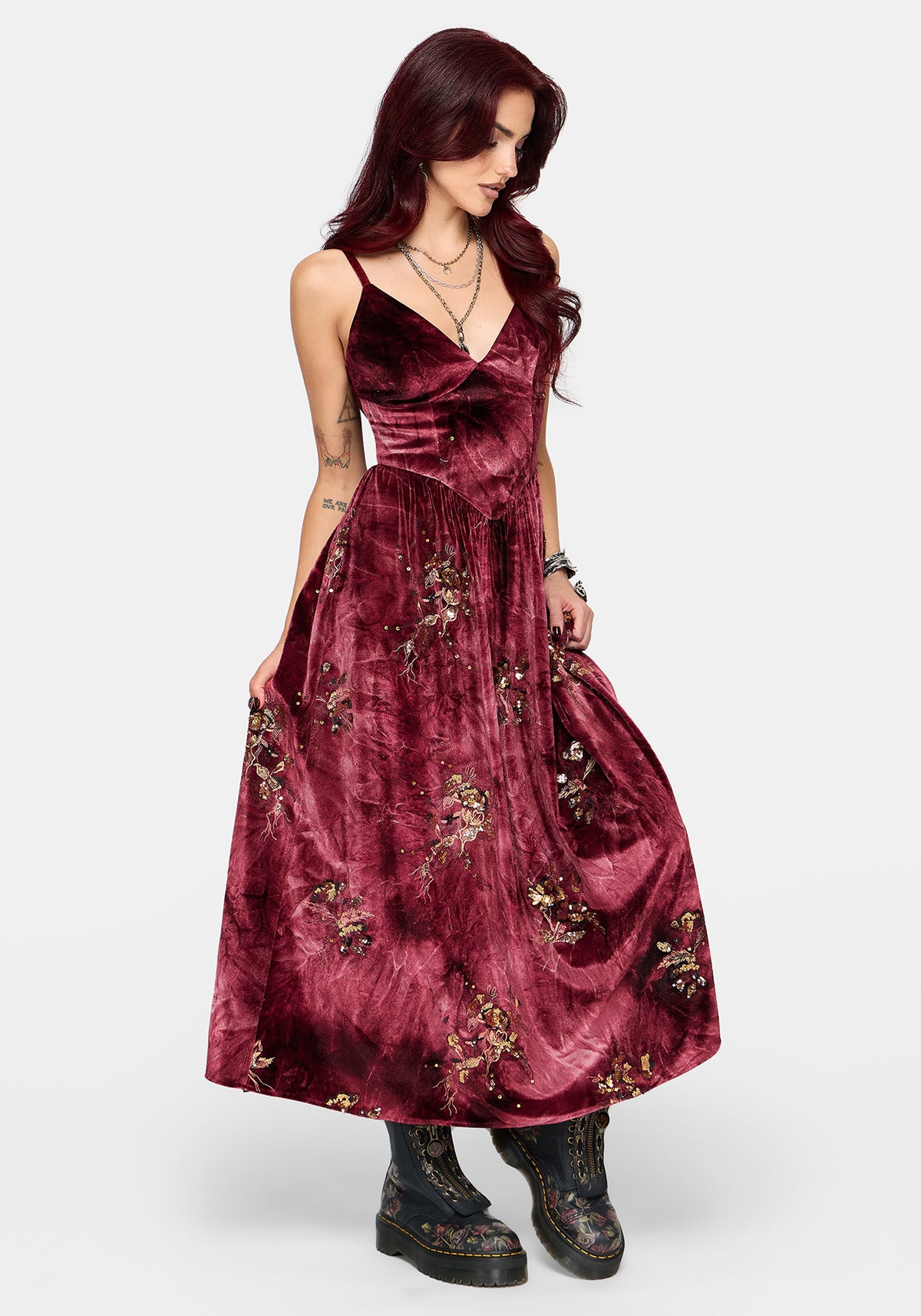 Zariah Sequin Velours Camisole Midaxi Kleid