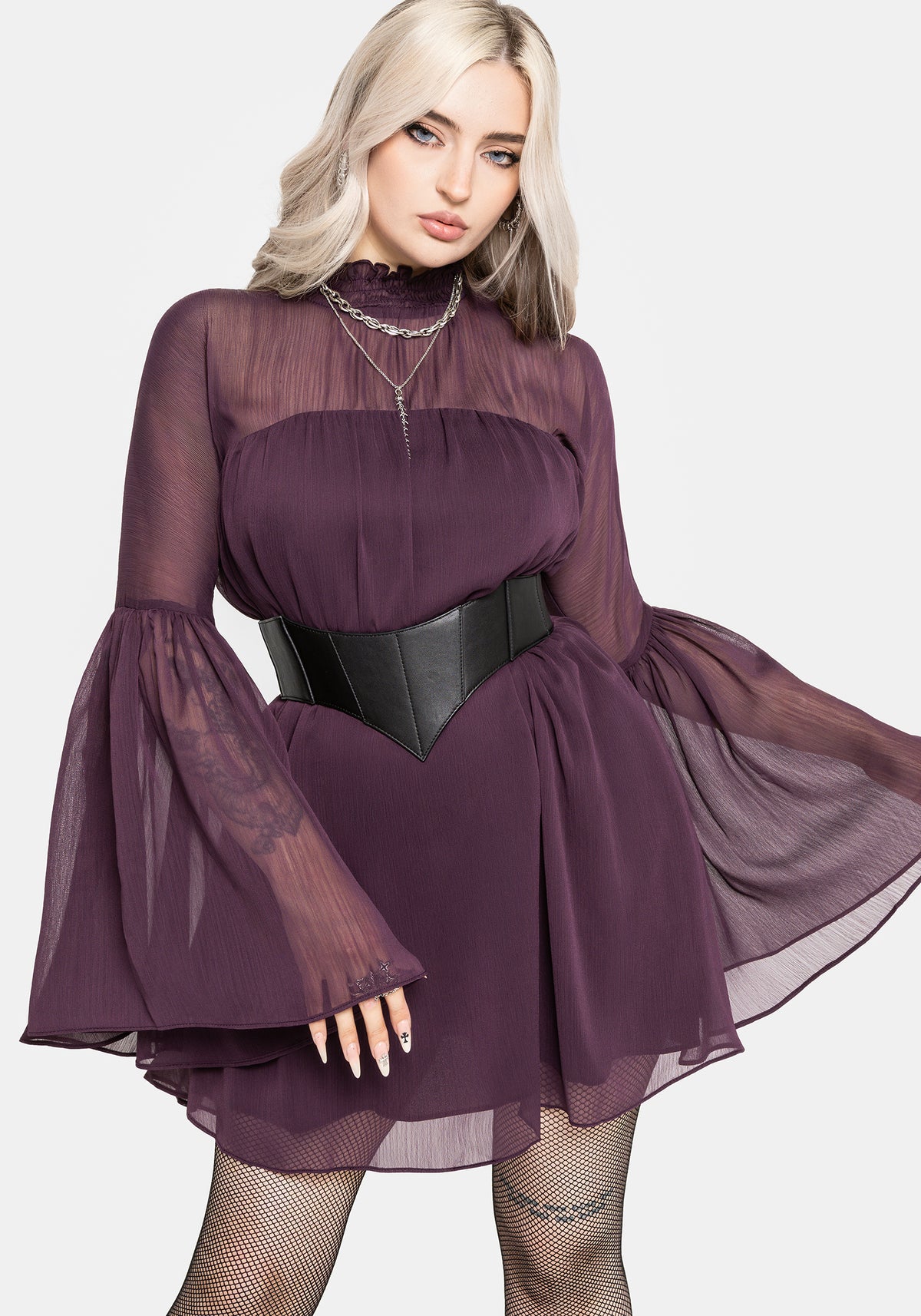 Noirelle Handkerchief Hem Chiffon Mini Dress EU 34