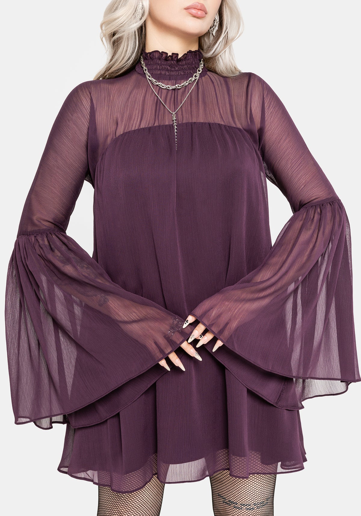 Noirelle Handkerchief Hem Chiffon Mini Dress EU 34