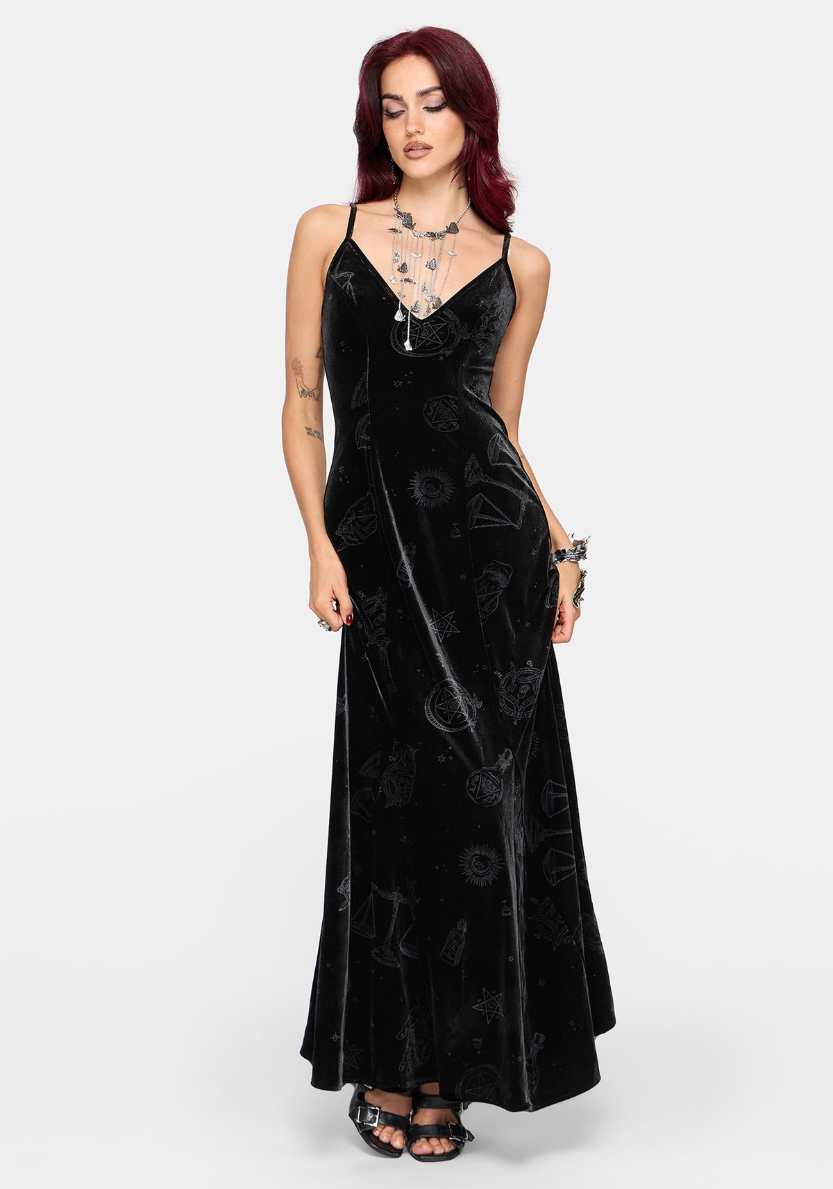 Orin Foiled Velour Cami Gown
