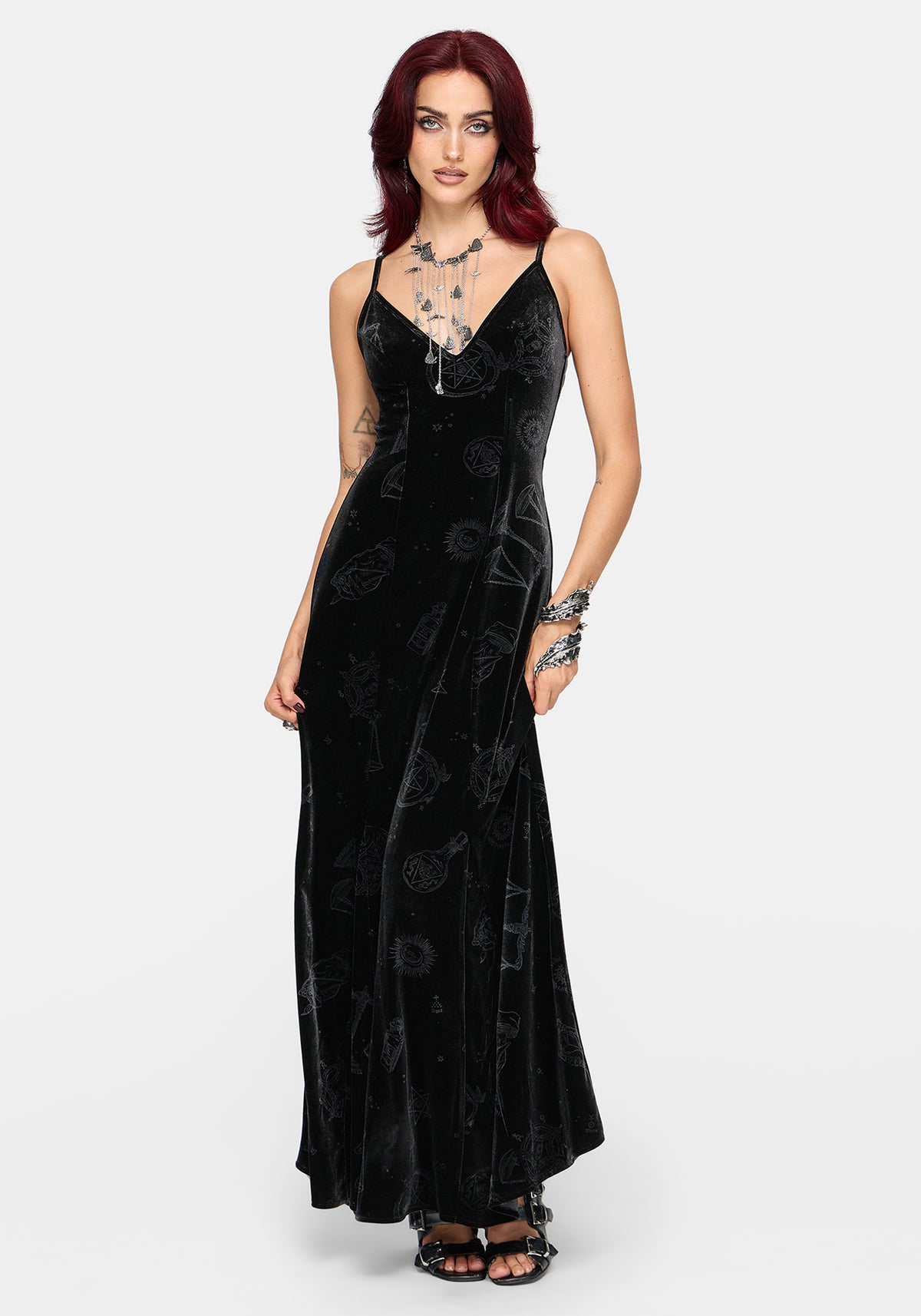 Orin Foiled Velour Cami Gown