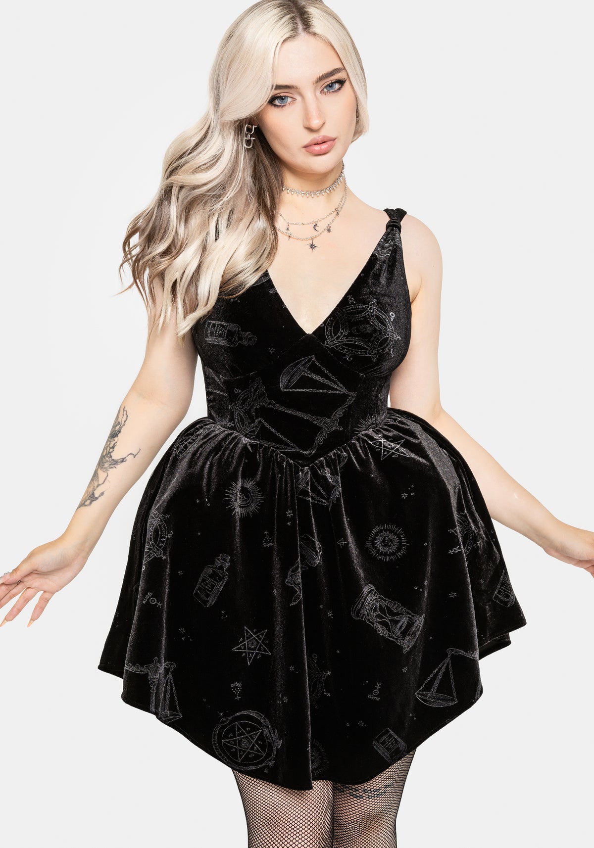 Orin Foiled Velour Mini Dress EU 34