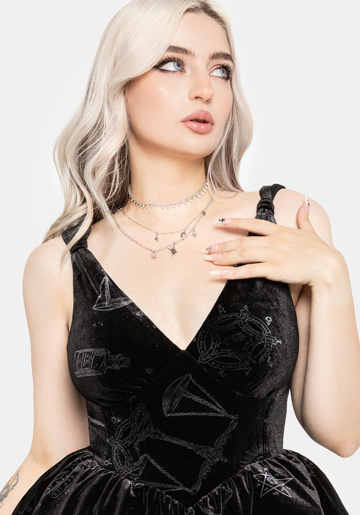 Orin Foiled Velour Mini Dress EU 34