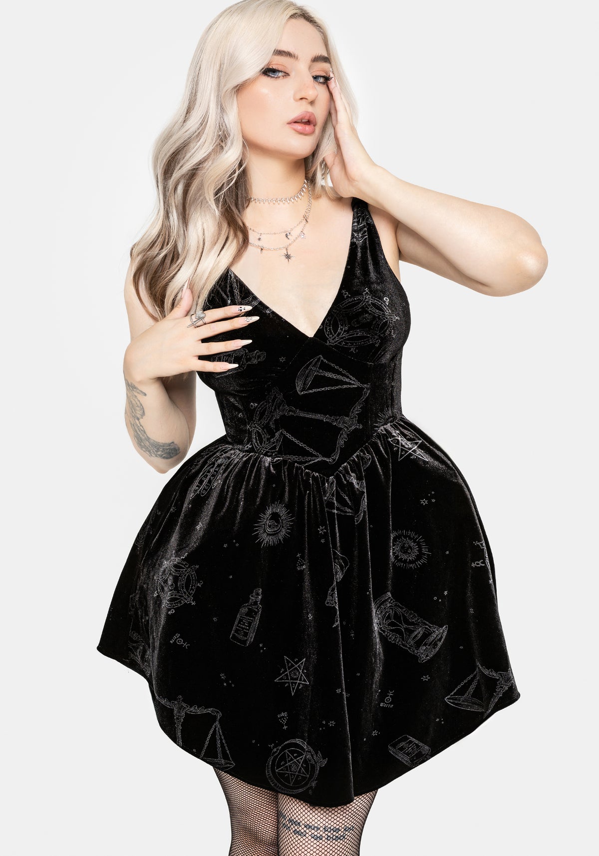 Orin Foiled Velour Mini Dress EU 34