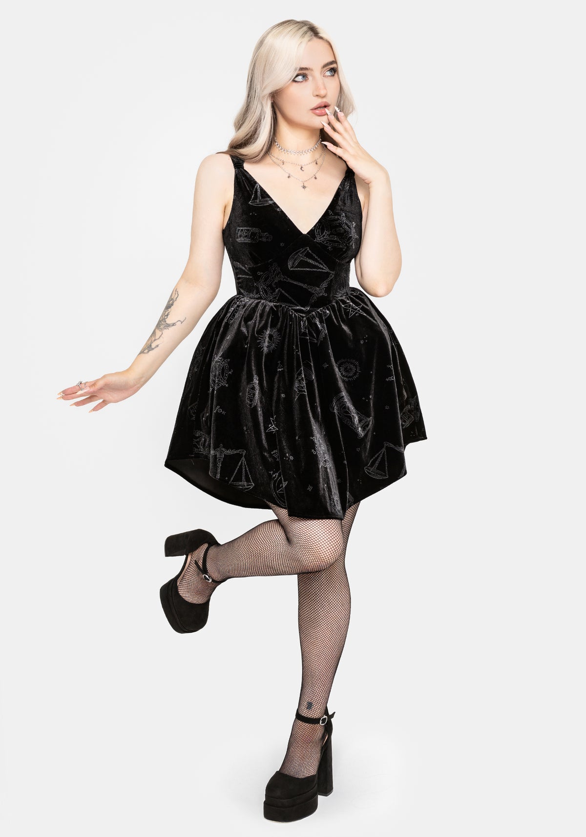 Orin Foiled Velour Mini Dress EU 34