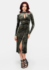 Nellie Green Velour Lace Trim Midi Dress EU 34