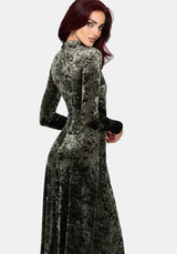 Nellie Green Velour Lace Trim Midi Dress EU 34