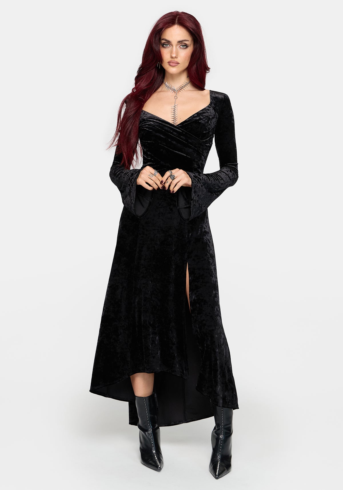 Joise Crushed Velour Wrap Front Midaxi Dress EU 34