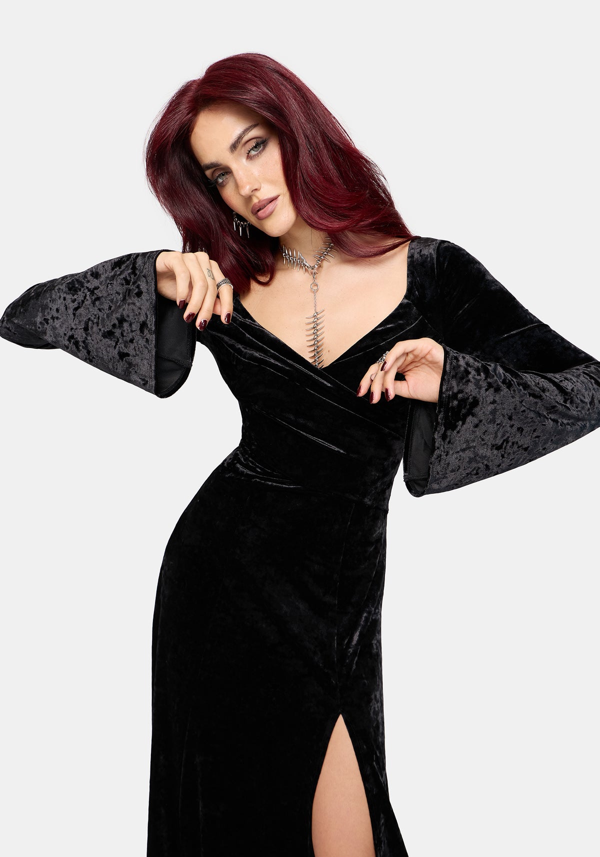 Joise Crushed Velour Wrap Front Midaxi Dress EU 34