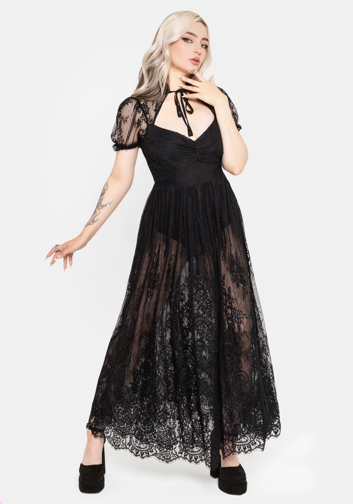 Velisse Lace Fixed Bodysuit Maxi Dress EU 34