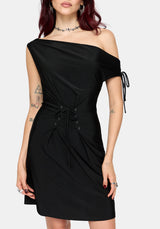 Noctavia Cowl Neck Lace up Mini Dress