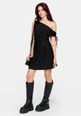 Noctavia Cowl Neck Lace up Mini Dress