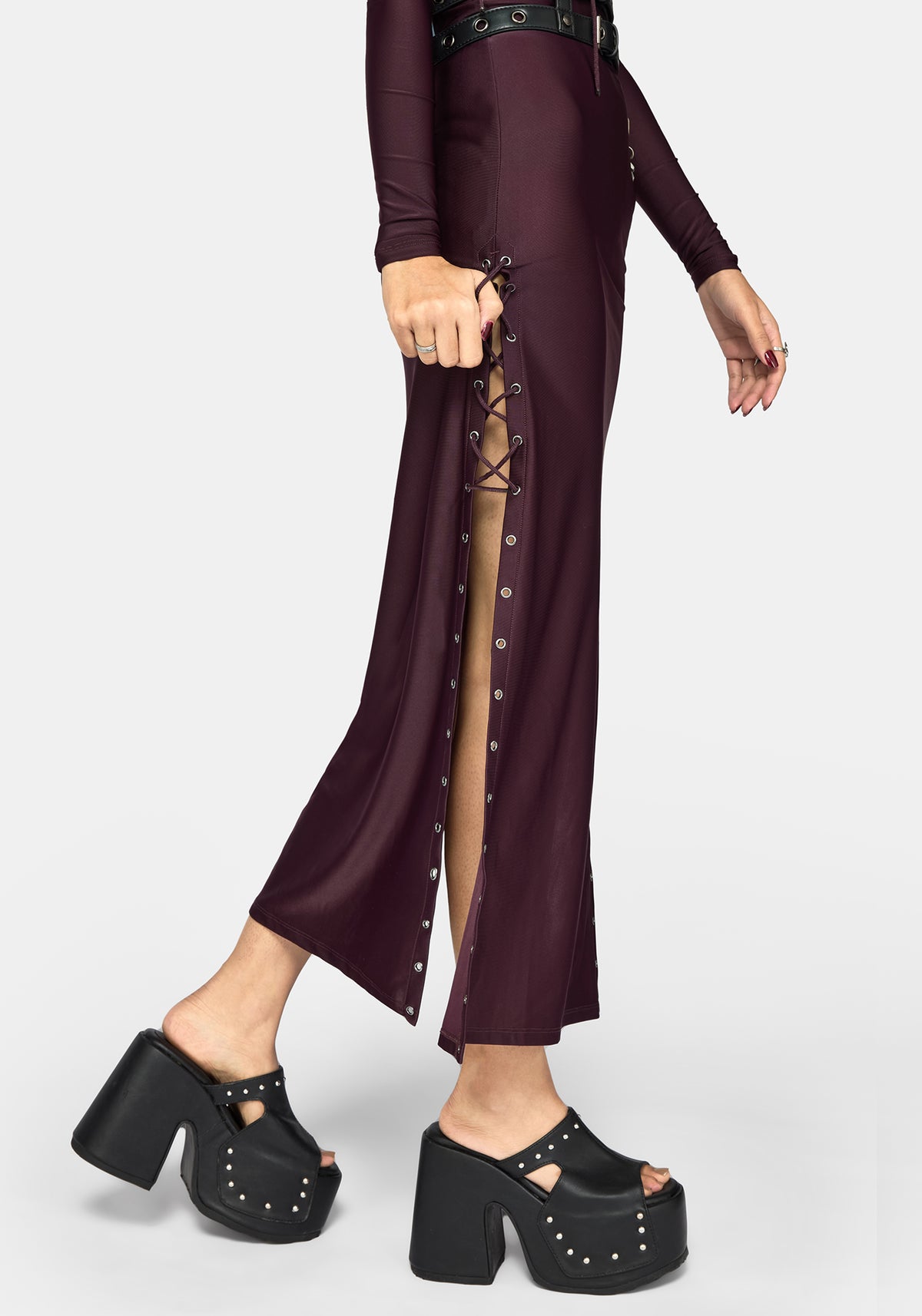 Delphine Asymmetrisch Schnürung Schulter Midaxi Kleid