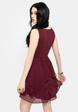 Siren Chiffon Picot Trim Mini Dress With Scarf (Two-Piece) EU 34