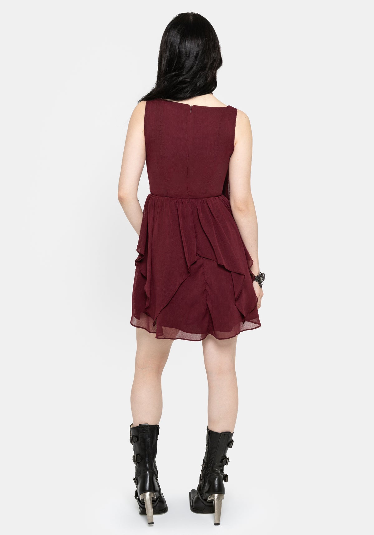 Siren Chiffon Picot Trim Mini Dress With Scarf (Two-Piece) EU 34