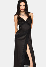 Tova Lace Trim Asymmetric Midaxi Dress