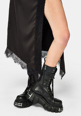 Tova Lace Trim Asymmetric Midaxi Dress