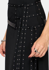 Emara Öse Piercing Belted Maxikleid (Two-Piece Set)