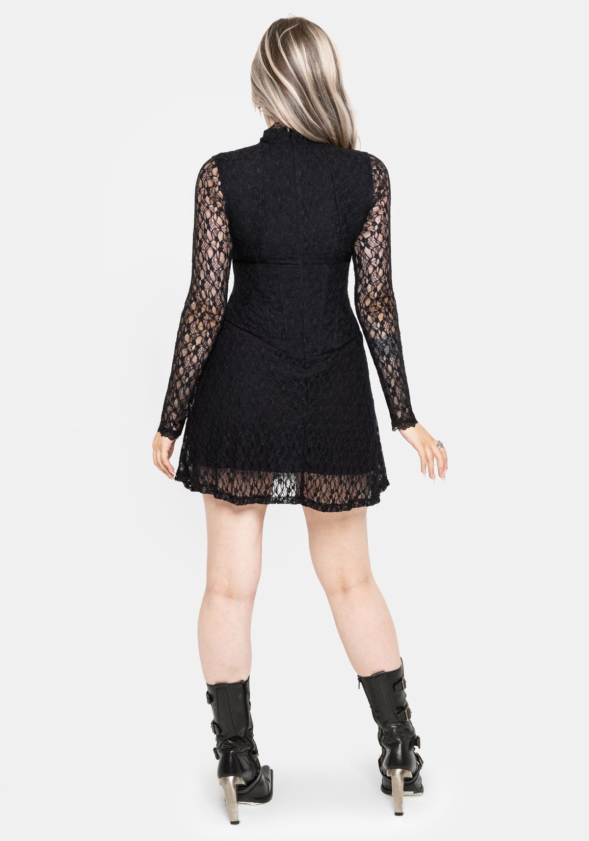 Amoura Boned Waist Corset Lace Mini Dress EU 34