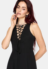 Luciana Lace Up Neck Chiffon Midi Dress