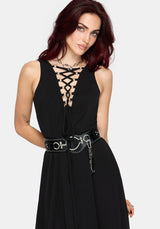 Luciana Lace Up Neck Chiffon Midi Dress