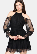 Amelie Lace Cold Shoulder Mini Dress
